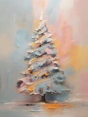 Free Christmas Splendor  Abstract Oil Painting in Pastel Colors, Generative Ai