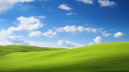 Fototapeta premium The green hills are a beautiful place to be on a beautiful summer day.