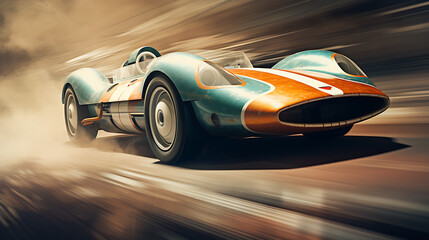 Racing car at high speed - obrazy, fototapety, plakaty