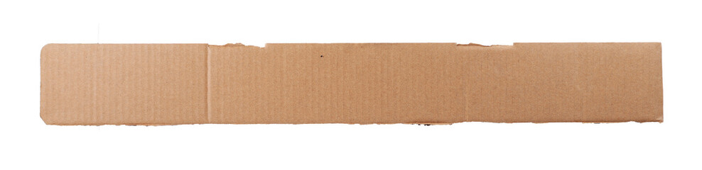 Piece of torn cardboard on a white background.Torn wrinkled cardboard used as a background design element. 