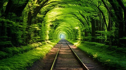 I have a strong fondness for traveling along a railroad that runs through a spring forest tunnel...