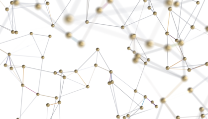 Neural network 3D illustration. Big data and cybersecurity