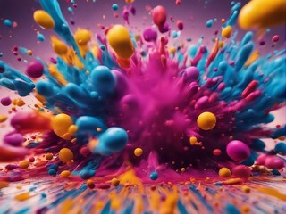 Fototapeta premium explosion of colored paints, close up view 