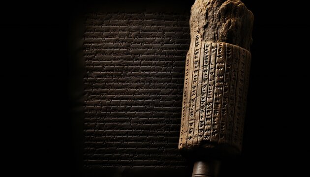Akkadian cuneiform. assyrian and sumerian writing. Old script alphabet. mesopotamia. clay or stone