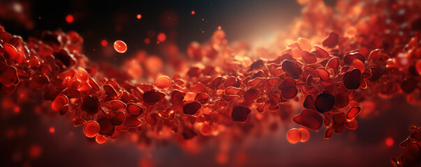 Red blood cells flowing, abstract background
