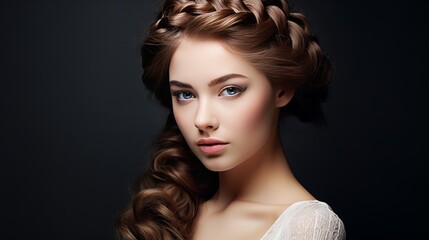 Create an innovative hairstyle for an attractive and youthful woman's head.