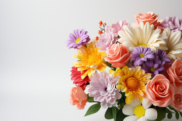 bouquet of spring flowers on white background,ai generated