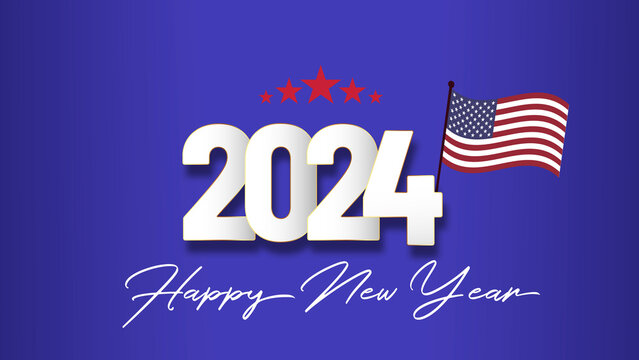 Happy New Year 2024. Beautiful holiday web banner | slider | Banner | Poster US new year banner