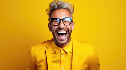 Fototapeta premium portrait of attractive male studio shot confident male smilimg cheerful studio shoot