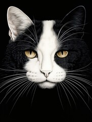 Black and white cat portrait. Cat's Tao.