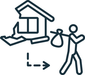 Refugees and asylum seekers outline icon. Monochrome simple sign from social causes and activism collection. Refugees and asylum seekers icon for logo, templates, web design and infographics.