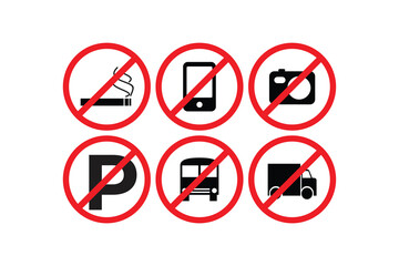 A set of signs prohibiting content that is prohibited on public facilities.