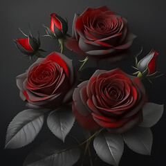 Red roses on a dark gray background