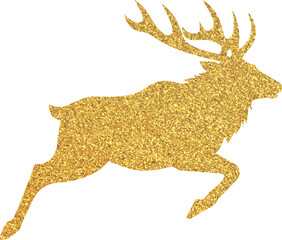 Gold glitter Christmas reindeer, golden reindeer