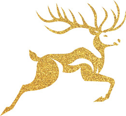 Gold glitter Christmas reindeer, golden reindeer