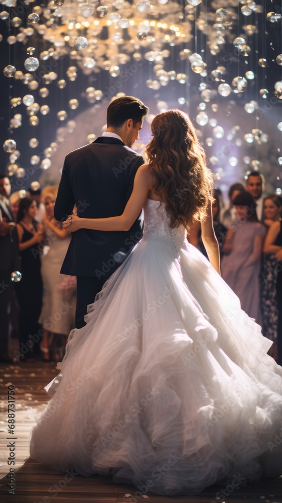 Wall mural first dance of the bride and groom as newlyweds