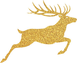 Gold glitter Christmas reindeer, golden reindeer