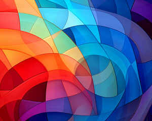 Obraz premium Abstract Digital Curves Background, Vibrant Color Minimalist Wallpaper Art, Colorful Digital Paintstrokes For Product Display, Backdrop