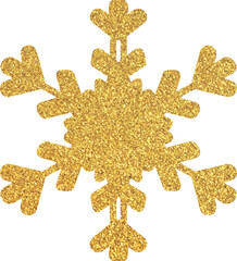 Gold glitter snowflake, golden snowflake