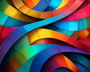 Abstract Digital Curves Background, Vibrant Color Minimalist Wallpaper Art, Colorful Digital Paintstrokes For Product Display, Backdrop