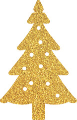 Gold glitter Christmas tree, golden Christmas tree