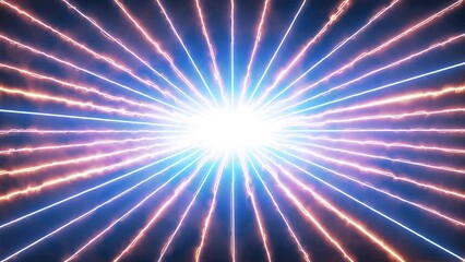 Sunburst Pattern Neon, Colorful Neon animation. Stripes sunburst rays in motion - 4k - Powered by Adobe