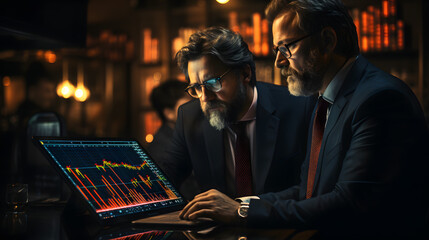 Analyzing the Cryptocurrency Market: Stock Traders in Deep Discussion, Advising Clients on Investment Strategy and Conducting Online Financial Market Forecasts in a Close-Up Meeting