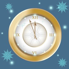 шишка [Восстановлен]Golden magic clock on blue background