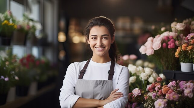 A picture of a woman who sells flowers.