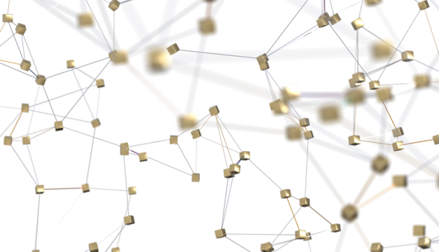 Abstract connected dots and lines. Concept of AI technology, Motion of digital data flow.