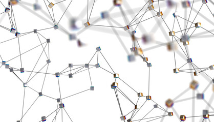 Abstract 3d rendering of network concept. Modern background. Futuristic shape with spheres and...
