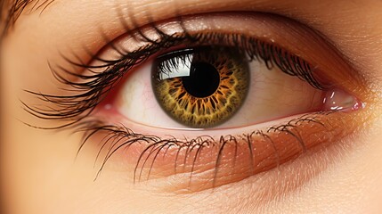Fototapeta premium Closeup human eye. Vision. I see the future. Illustration for cover, card, postcard, interior design, banner, poster, brochure or presentation.