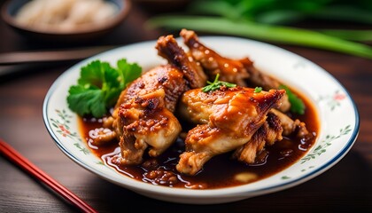 Fototapeta premium Three-Cup Chicken (San Bei Ji)