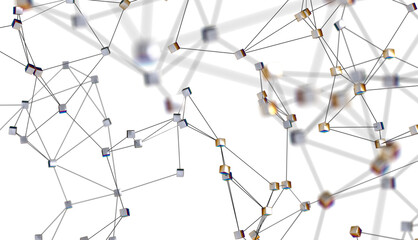 Abstract 3d rendering of network concept. Modern background. Futuristic shape with spheres and lines. Design for poster, cover,