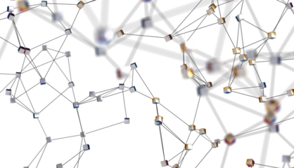 Abstract 3d rendering of network concept. Modern background. Futuristic shape with spheres and lines. Design for poster, cover,