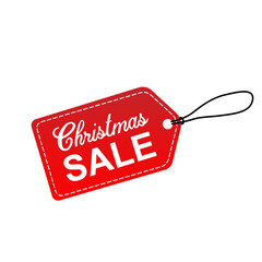 Christmas sale red tag vector banner design for use to your business website or shop isolated on white background.