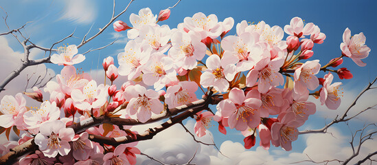 Immerse the beauty of a spring garden. Pink flowers. Generative AI