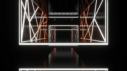 White and Orange Cyberpunk Movement on Elevator Background VJ Loop in 4K