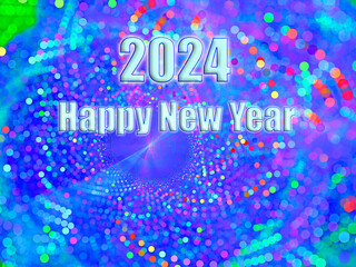 Happy New Year 2024 greeting card