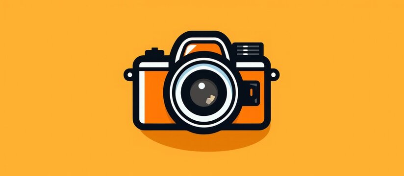 Camera photography in flat style design isolated on yellow background