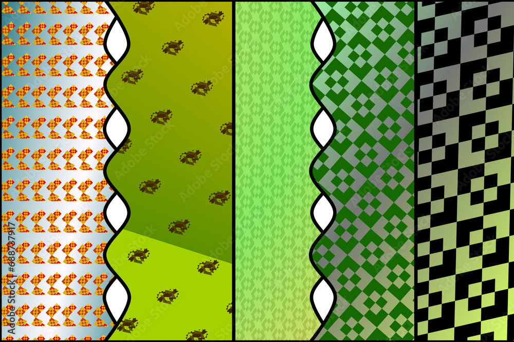 Wall mural multiple digital patterns green - vertical - mp04