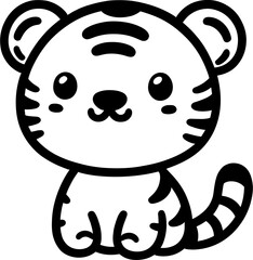 Obraz premium cute safari animals wildlife doodle line art handdrawn drawing vector cartoon coloring clipart