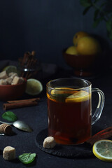 Black tea with lemon and honey