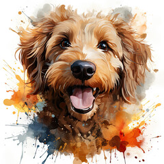 watercolor Goldendoodle clipart, Generative Ai