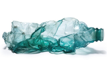 Crumpled recycled plastic bottle. Concept highlights recycling and sustainability.