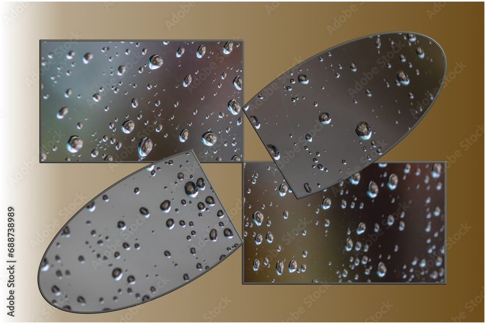 Wall mural multiple rain drop patterns on a metallic 3d surface - mp37