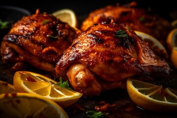 Piri Piri Chicken. African National Food Dish.  - obrazy, fototapety, plakaty