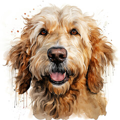 watercolor Goldendoodle clipart, Generative Ai