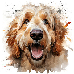 watercolor Goldendoodle clipart, Generative Ai