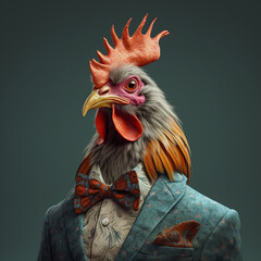 A Chicken wearing clothes like a Boss NFT Art Generative AI